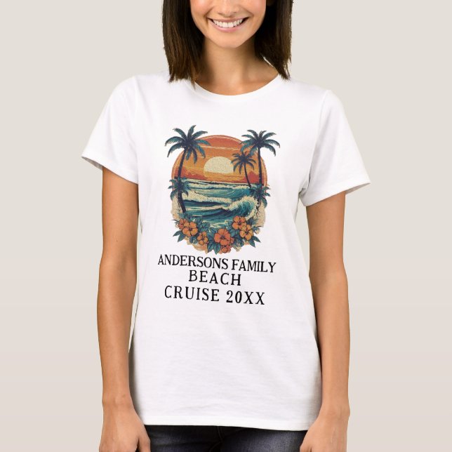 Beach Vacation Tropical Palm Tree Family Wiederseh T-Shirt (Vorderseite)