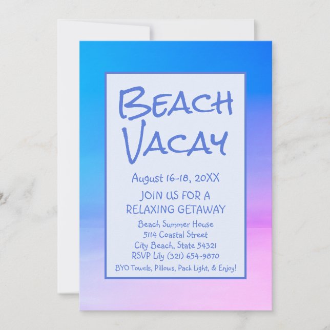 Beach Vacay Entdeckungsreise Einladung (Vorderseite)