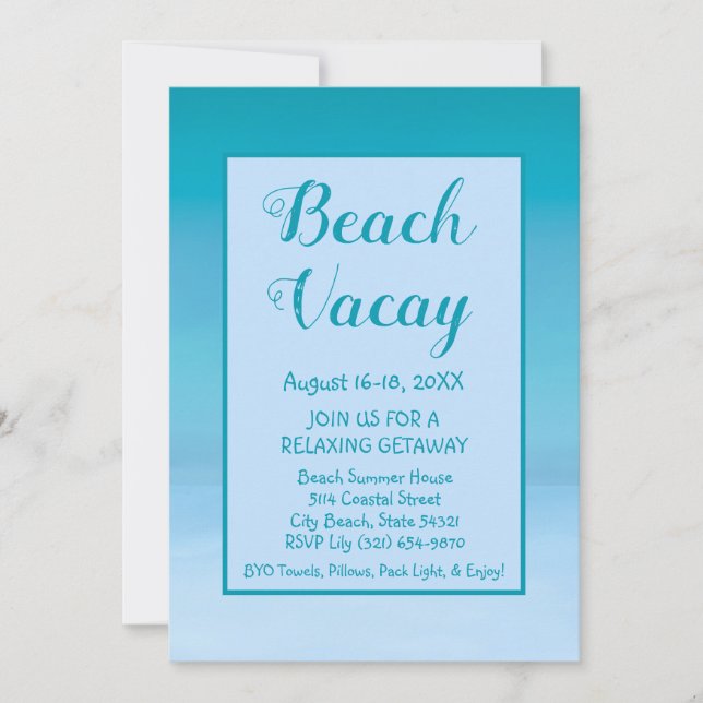 Beach Vacay Entdeckungsreise Einladung (Vorderseite)