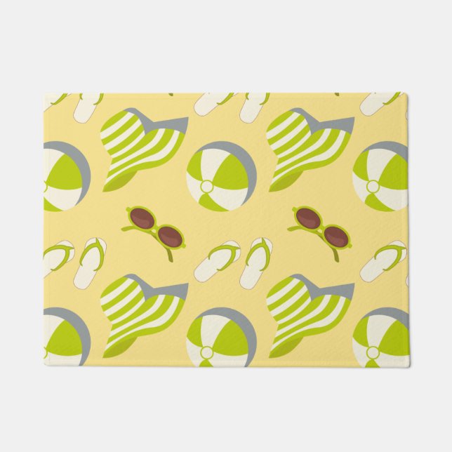 Beach vacay pattern with sunglasses and sun hat  fußmatte (Vorderseite)