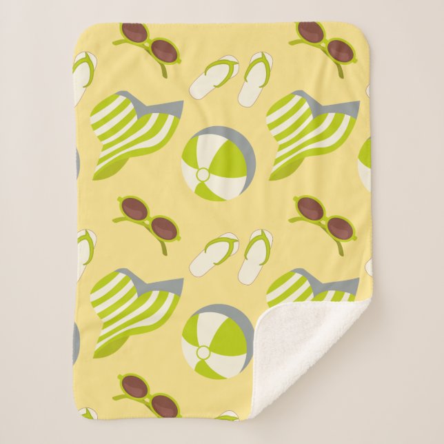 Beach vacay pattern with sunglasses and sun hat  sherpadecke (Vorderseite)