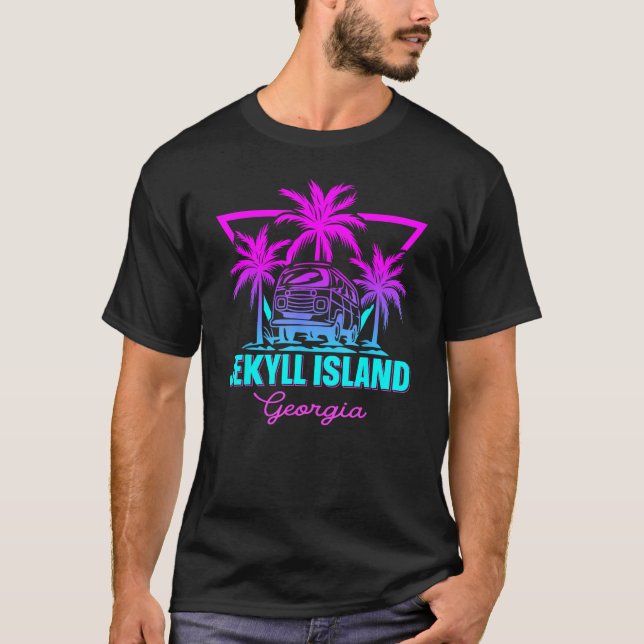 Beach Vaporwave Vacation Souvenir Jekyll Island T-Shirt (Vorderseite)