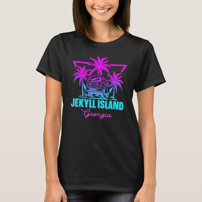 Beach Vaporwave Vacation Souvenir Jekyll Island T-Shirt (Vorderseite)