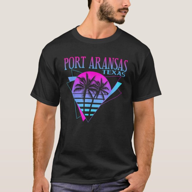 Beach Vaporwave Vacation Souvenir Port Aransas  T-Shirt (Vorderseite)
