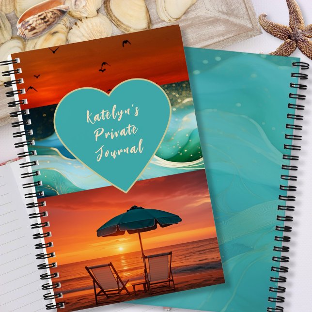 Beach Vibe Sunset Personalized Spiral Notebook Notizbuch (Von Creator hochgeladen)