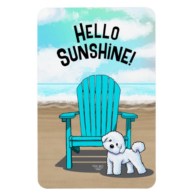 Beach Vibes Bichon Magnet (Vertikal)