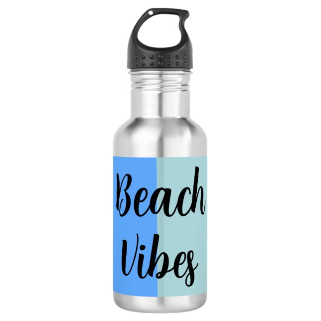 Beach Vibes, Blue Stripes Edelstahlflasche (Vorderseite)