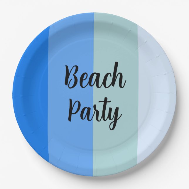 Beach Vibes, Blue Stripes Pappteller (Vorderseite)