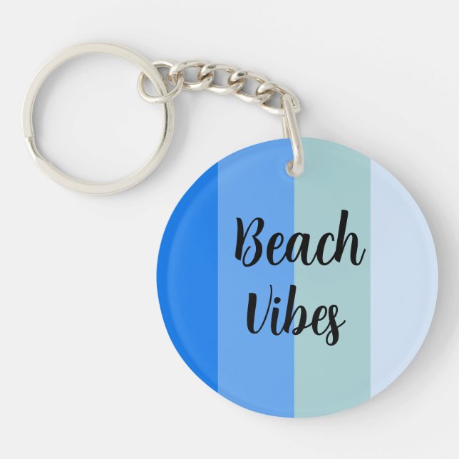 Beach Vibes, Blue Stripes Schlüsselanhänger (Vorderseite)