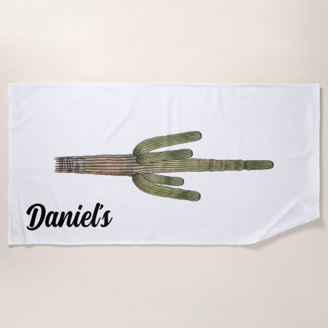 Beach Vibes Cactus Beach Handtuch (Vorderseite)