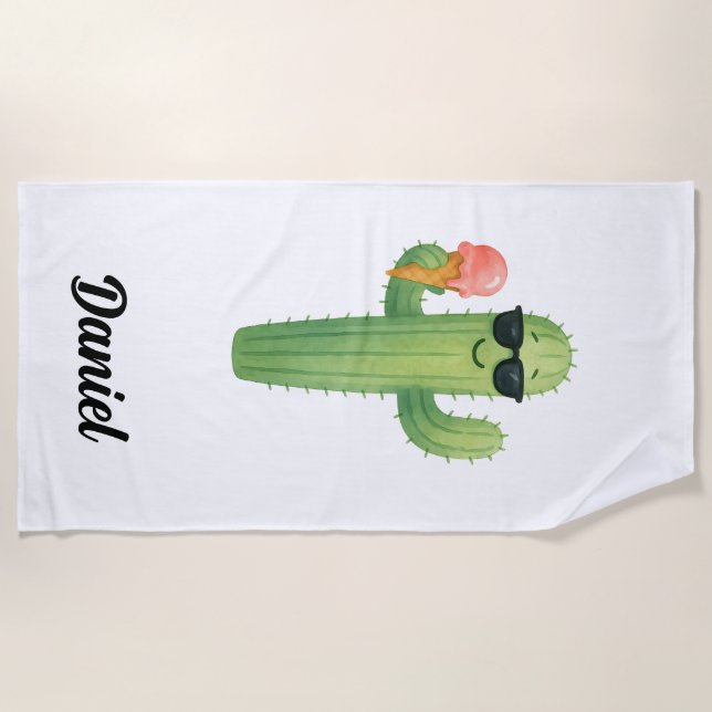 Beach Vibes Cactus Beach Towel Strandtuch (Vorderseite)
