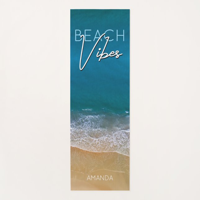 Beach Vibes Chill Ocean Water Blue Foto Yoga Mat Yogamatte (Vorderseite)