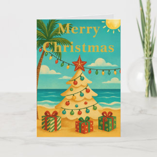 Beach Vibes Cute Message Inside Custom Christmas  Karte
