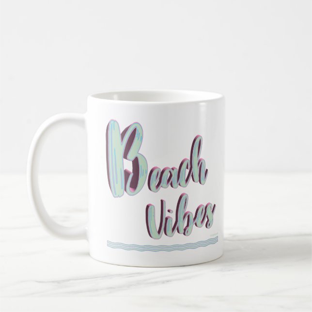 Beach Vibes Fun Summer Graphic Cool Blue Kaffeetasse (Links)