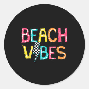 Beach Vibes Hallo Sommerurlaub Girl Women Teen Runder Aufkleber