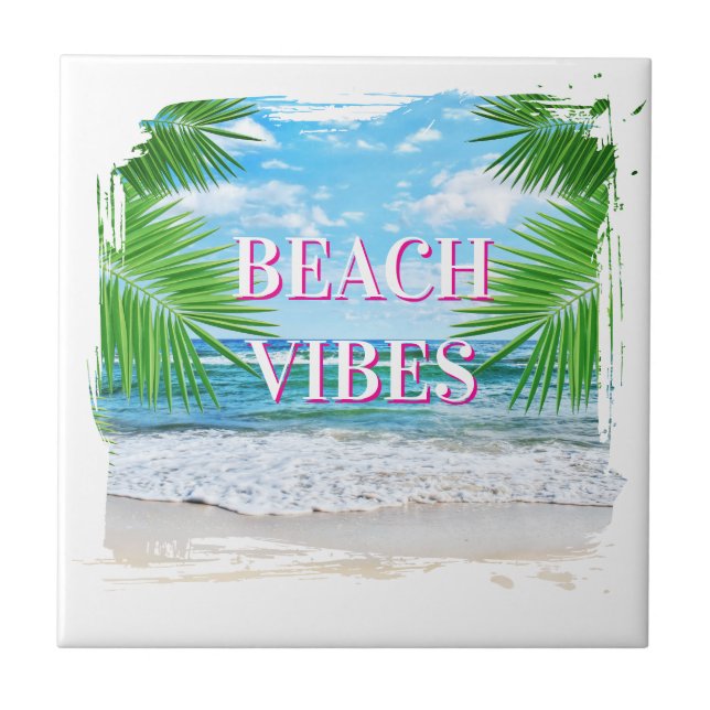 Beach Vibes Keramik Tile Fliese (Vorderseite)