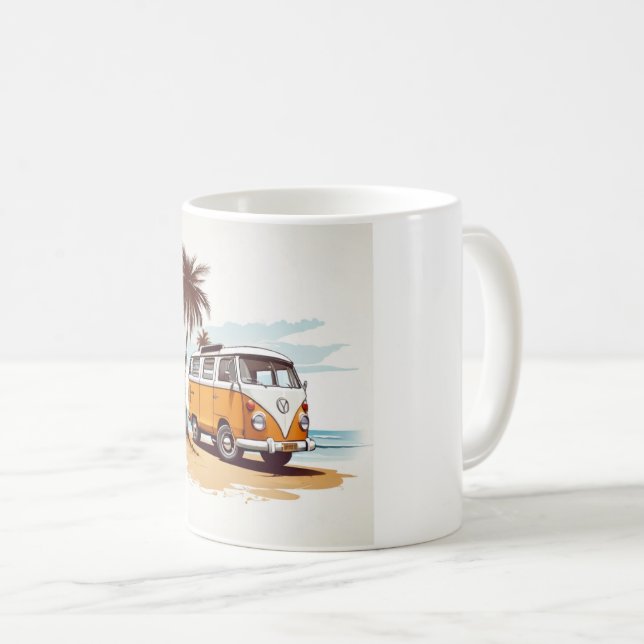  Beach Vibes Kombi Mug - Retro Surfing Serenity Kaffeetasse (VorderseiteRechts)