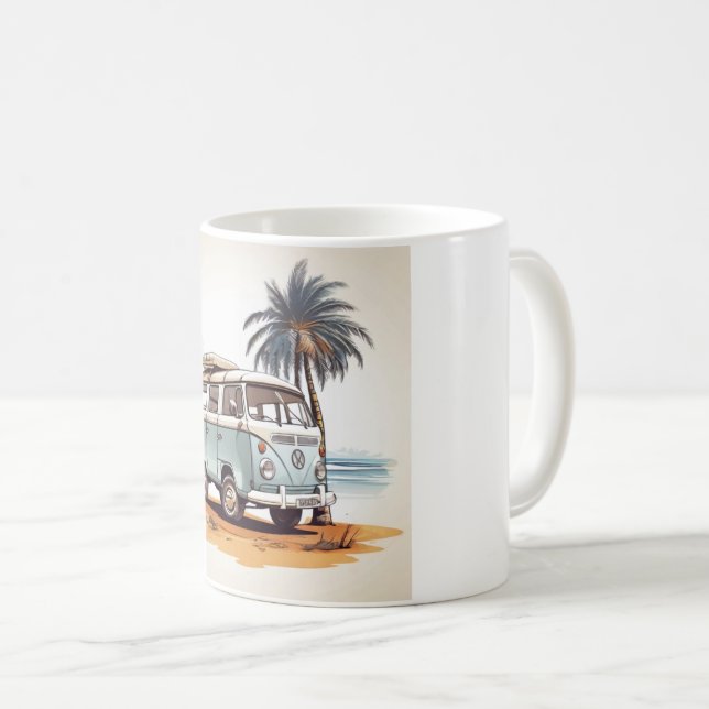  Beach Vibes Kombi Mug - Retro Surfing Serenity Kaffeetasse (VorderseiteRechts)