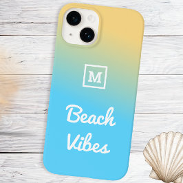 Beach Vibes Modern Blue Yellow Ombre Mit Monogramm Case-Mate iPhone 14 Hülle