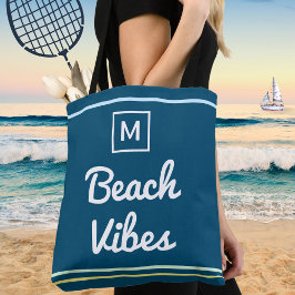 Beach Vibes Navy Blue Ocean Summer Chic Monogram