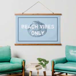Beach Vibes nur gestörten Schriftart Blau Wandteppich Mit Holzrahmen