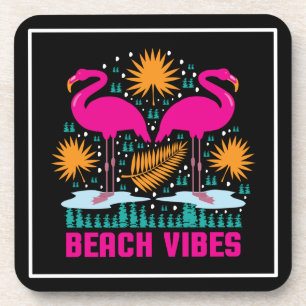Beach Vibes Pink Flamingos-19501 Getränkeuntersetzer