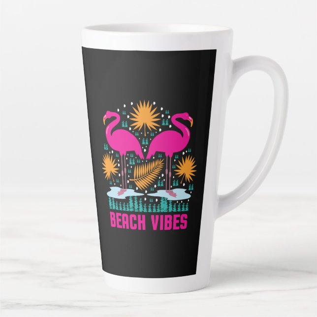 Beach Vibes Pink Flamingos-19501 Milchtasse (Rechts)