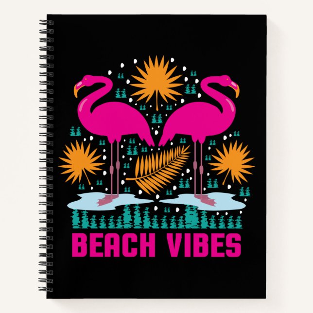 Beach Vibes Pink Flamingos-19501 Notizbuch (Vorderseite)