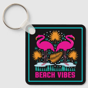 Beach Vibes Pink Flamingos-19501 Schlüsselanhänger