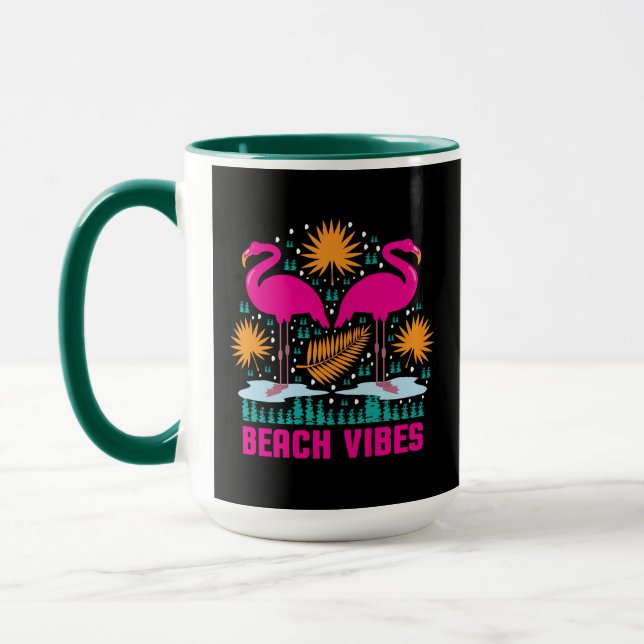 Beach Vibes Pink Flamingos-19501 Tasse (Links)