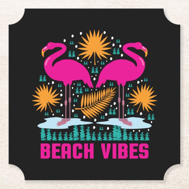 Beach Vibes Pink Flamingos-19501 Untersetzer (Vorderseite)