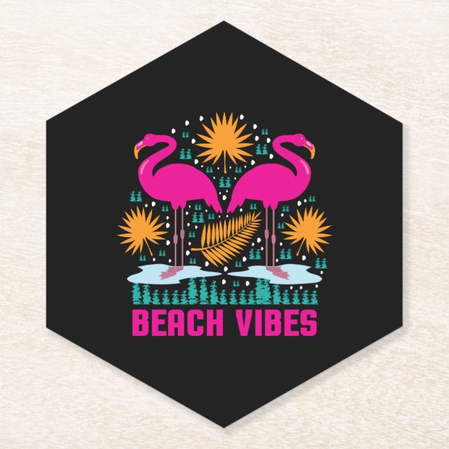 Beach Vibes Pink Flamingos-19501 Untersetzer (Vorderseite)