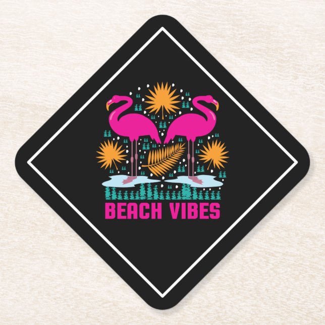 Beach Vibes Pink Flamingos-19501 Untersetzer (Vorderseite)