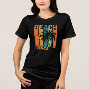 Beach Vibes Retro Summer Black T - Shirt