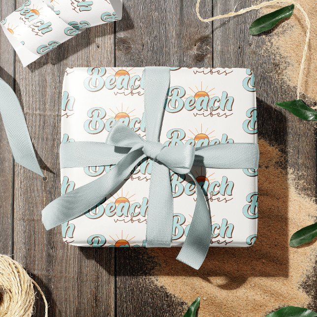 Beach Vibes Retro Summer Sun Pattern Geschenkpapier (Von Creator hochgeladen)