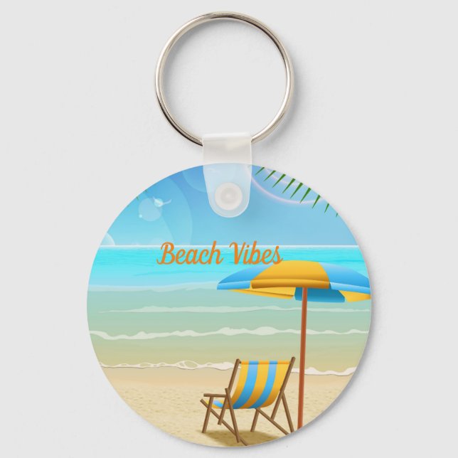 Beach Vibes Schlüsselanhänger, Basic Button Schlüs Schlüsselanhänger (Vorderseite)