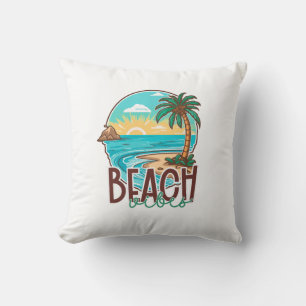 Beach Vibes Sunset - Tropical Palm Tree & Ocean Kissen