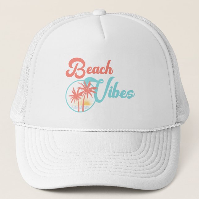 Beach Vibes Sunset Truckerkappe (Vorderseite)