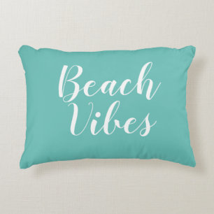 Beach Vibes Türkis Script Akzent Kissen