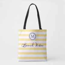 Beach Vibes Yellow White Strike Coastal Monogram