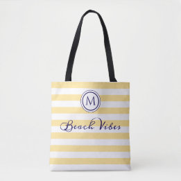 Beach Vibes Yellow White Strike Coastal Monogram