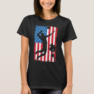 Beach Volleyball American Flag USA Sport Vintag T-Shirt