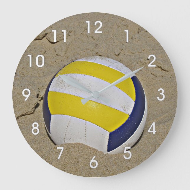 BEACH VOLLEYBALL FOTO CLOCK GROßE WANDUHR (Vorderseite)