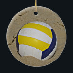 BEACH VOLLEYBALL FOTO KERAMIK ORNAMENT<br><div class="desc">FOTO VOLLEYBALL AM STRAND IM SAND</div>