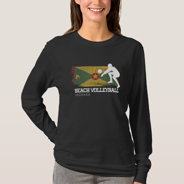 Beach Volleyball Grenada Flag Liebe Volleyball spi T-Shirt (Vorderseite)