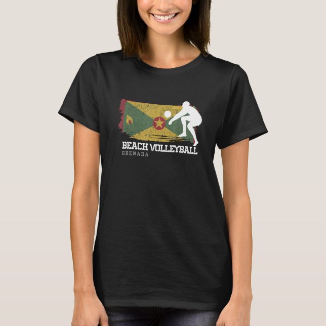 Beach Volleyball Grenada Flag Liebe Volleyball spi T-Shirt (Vorderseite)
