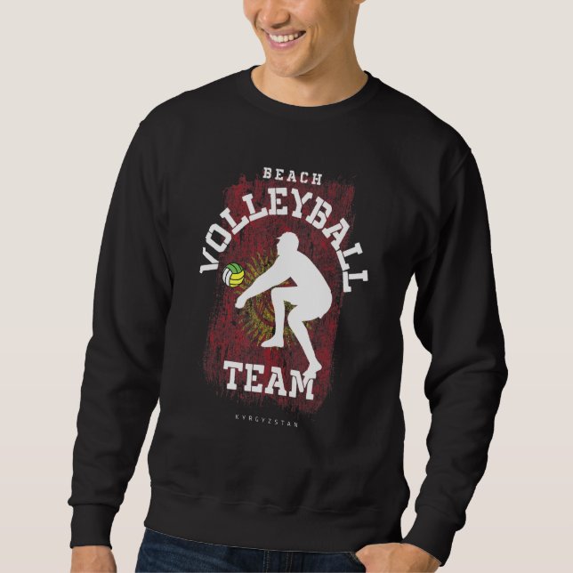 Beach Volleyball Kirgisistan Flag Liebe Volleyball Sweatshirt (Vorderseite)