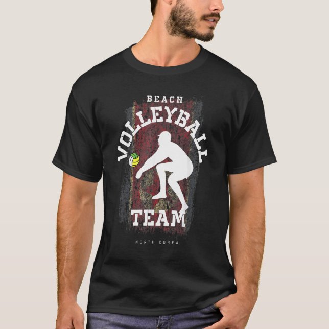 Beach Volleyball Nordkorea Flag Liebe Volleyball T-Shirt (Vorderseite)