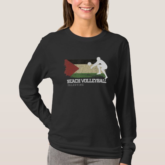 Beach Volleyball Palestine Flag Liebe Volleyball P T-Shirt (Vorderseite)