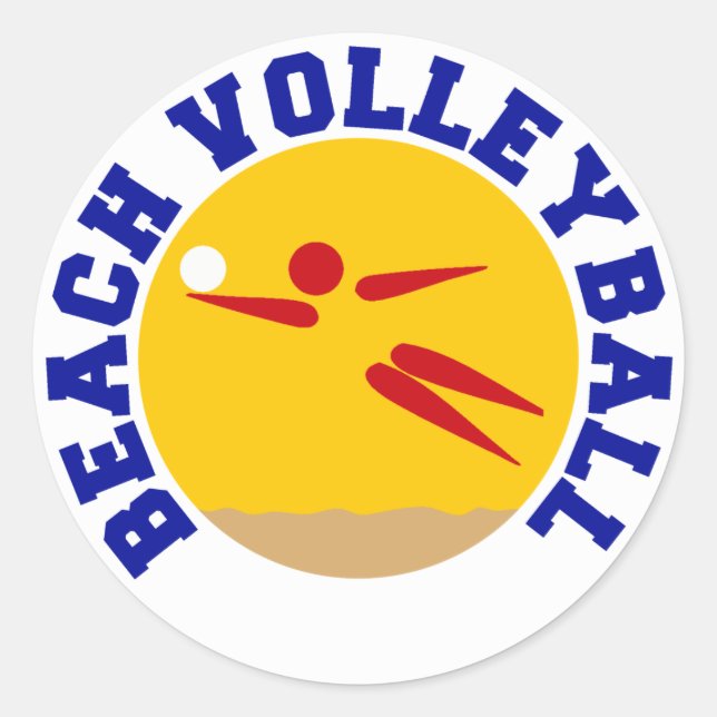Beach Volleyball Runder Aufkleber (Vorderseite)